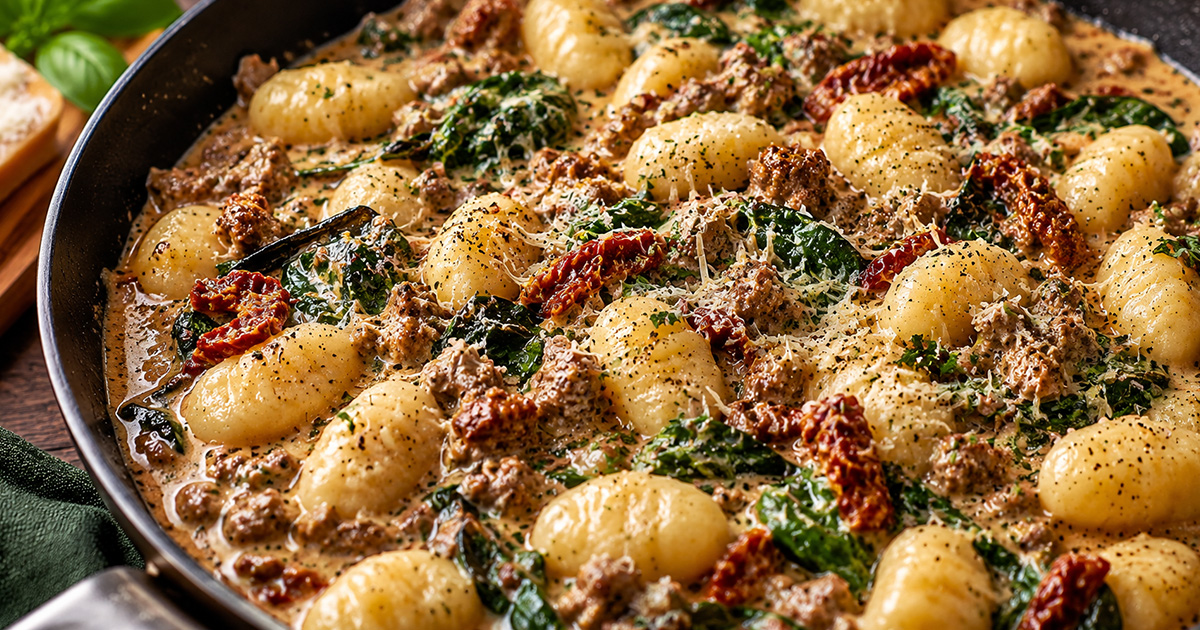 Creamy Tuscan Beef Gnocchi
